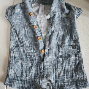 Gerber Modern Moments 3-6 Month Blue Country Theme Button Down Romper